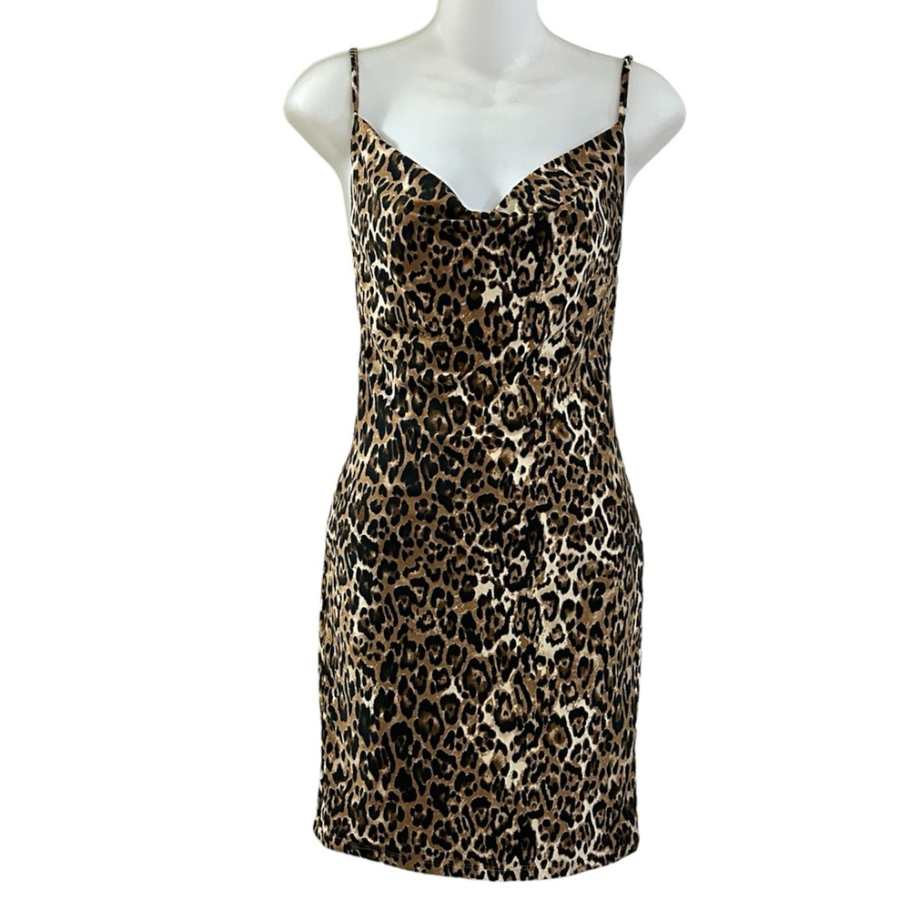 Leopard Print Coquette Bodycon Mini Dress size Small